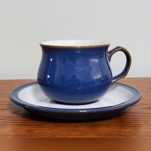 Denby Imperial Blue Tea Cups and Saucers X8
